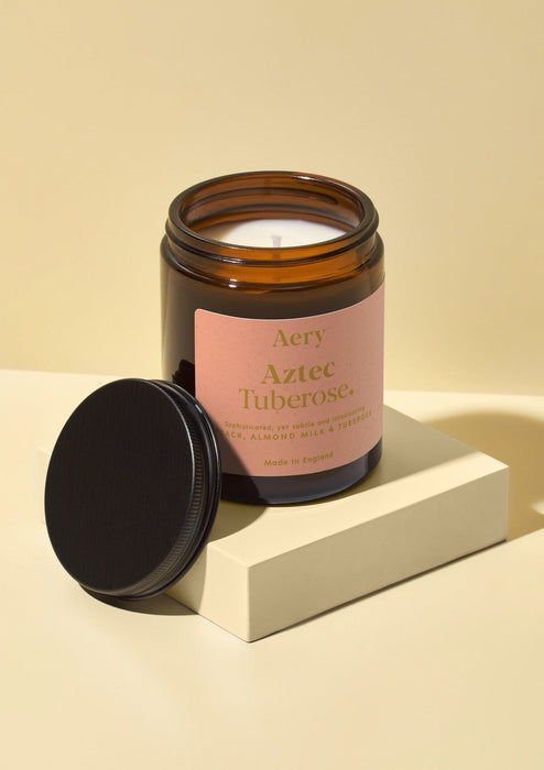 Aztec Tuberose Scented Jar Candle - Peach Almond Milk and Tuberose Fernweh Collection Aery Wholesale 