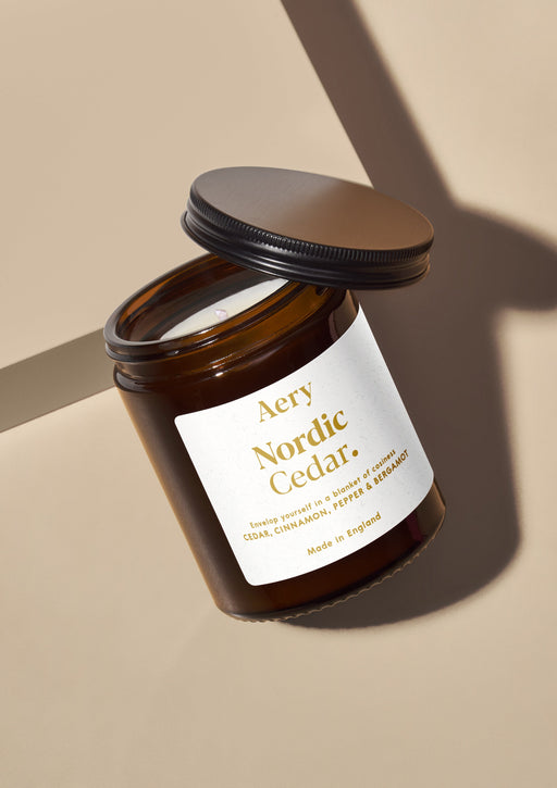 Nordic Cedar Scented Jar Candle - Cedar Cinnamon and Bergamot Fernweh Collection Aery Wholesale 