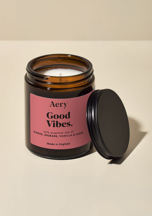 Good Vibes Scented Jar Candle - Ginger Rhubarb and Vanilla Aroma Therapy Aery Wholesale 