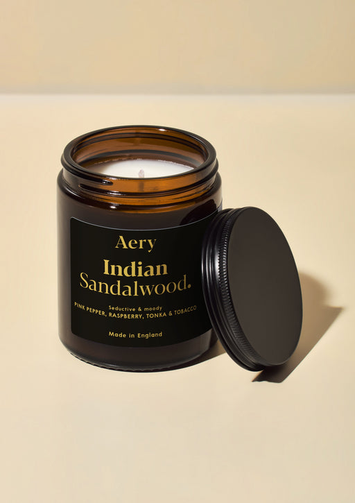 Indian Sandalwood Scented Jar Candle - Pepper Raspberry and Tonka Fernweh Collection Aery Wholesale 