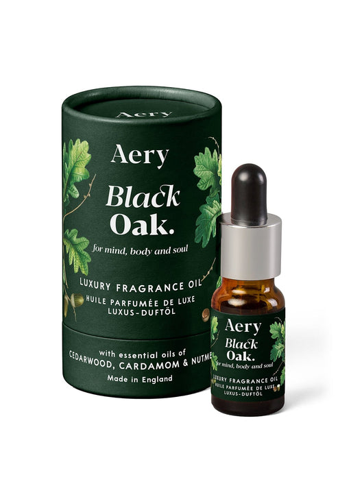 Green Black Oak fragrance oil by Aery displayed next to product packaging 