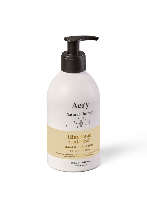 Cream Himalayan Cedarleaf hand and body lotion by aery on white background 