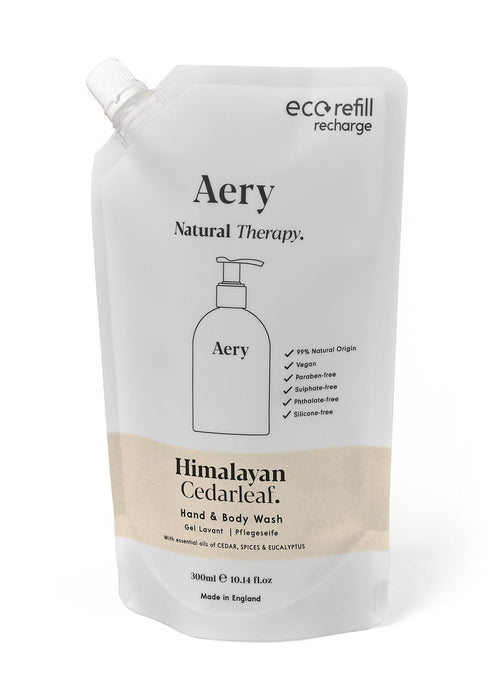 Cream Himalayan Cedarleaf hand and body wash by aery on white background 