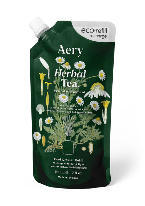 Green Herbal Tea diffuser refill pouch by aery on white bacground 