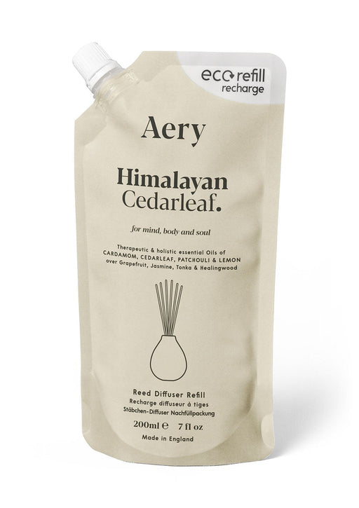 Cream Himalayan Cedarleaf diffuser refill  pouch by aery displayed on white background 