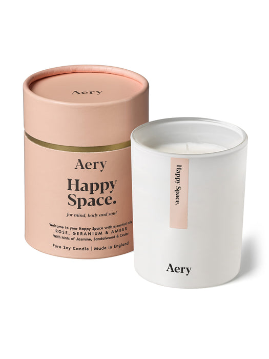 Happy Space Scented Candle - Rose Geranium and Amber