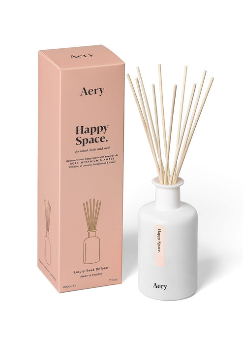 Happy Space Reed Diffuser - Rose Geranium and Amber