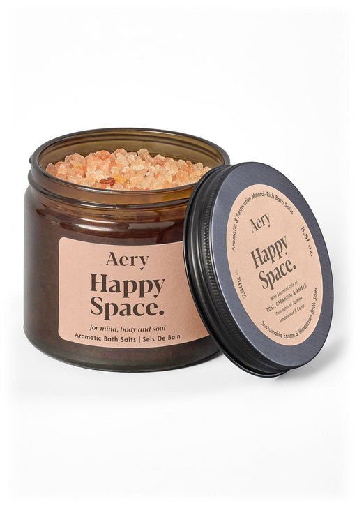 Happy Space Bath Salts - Rose Geranium and Amber 250g Amber Glass Aery Wholesale 