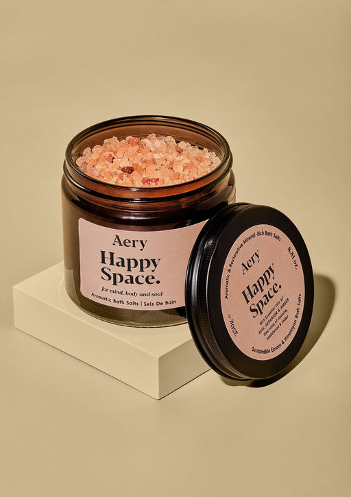 Happy Space Bath Salts - Rose Geranium and Amber 250g Amber Glass Aery Wholesale 