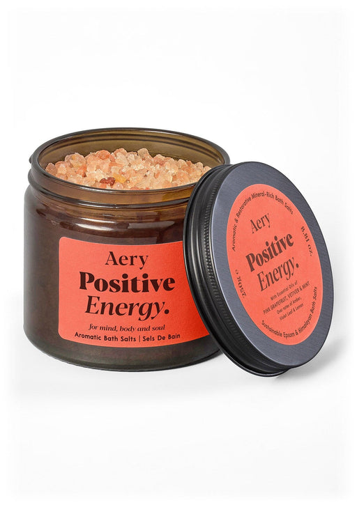 Positive Energy Bath Salts - Pink Grapefruit Vetiver and Mint 250g Amber Glass Aery Wholesale 