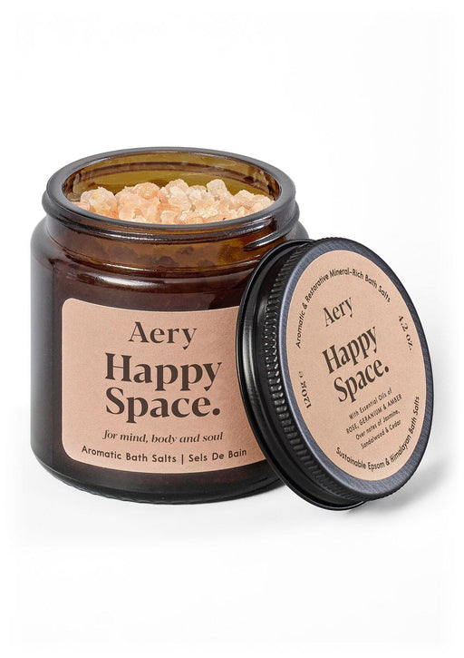 Happy Space Bath Salts - Rose Geranium and Amber Mini Amber Glass Aery Wholesale 