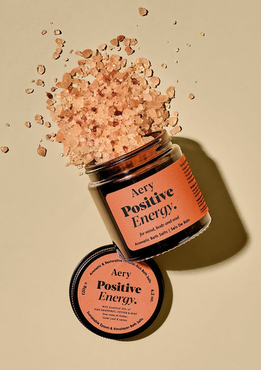 Positive Energy Bath Salts - Pink Grapefruit Vetiver and Mint Mini Amber Glass Aery Wholesale 