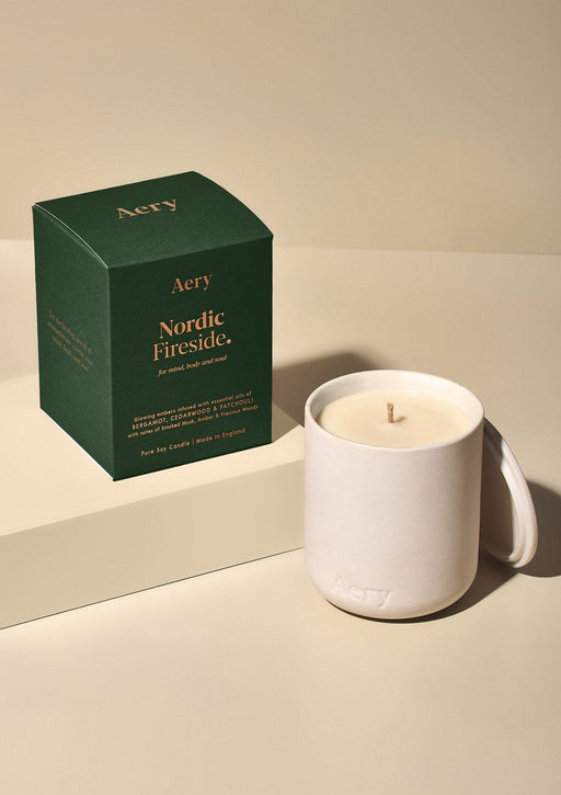 Nordic Fireside Scented Candle - Smoked Musk Cedarwood and Patchouli Fernweh Collection Aery Wholesale 