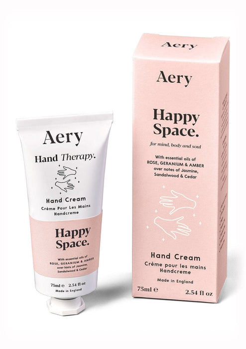 scented moisturising hand cream displayed next to decorative product packaging by aery living